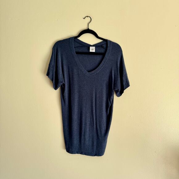 Cabi Blue Double V Short Sleeve Soft Tee - Small - Picture 1 of 7